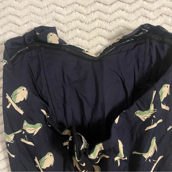 Anthropologie Porridge Navy Blue/green With Pockets Sing Sweetly Bird Dress Sz 0 - Picture 7 of 12